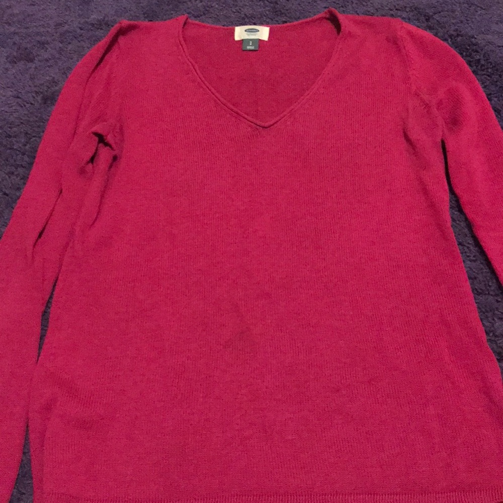 V neck pink sweater